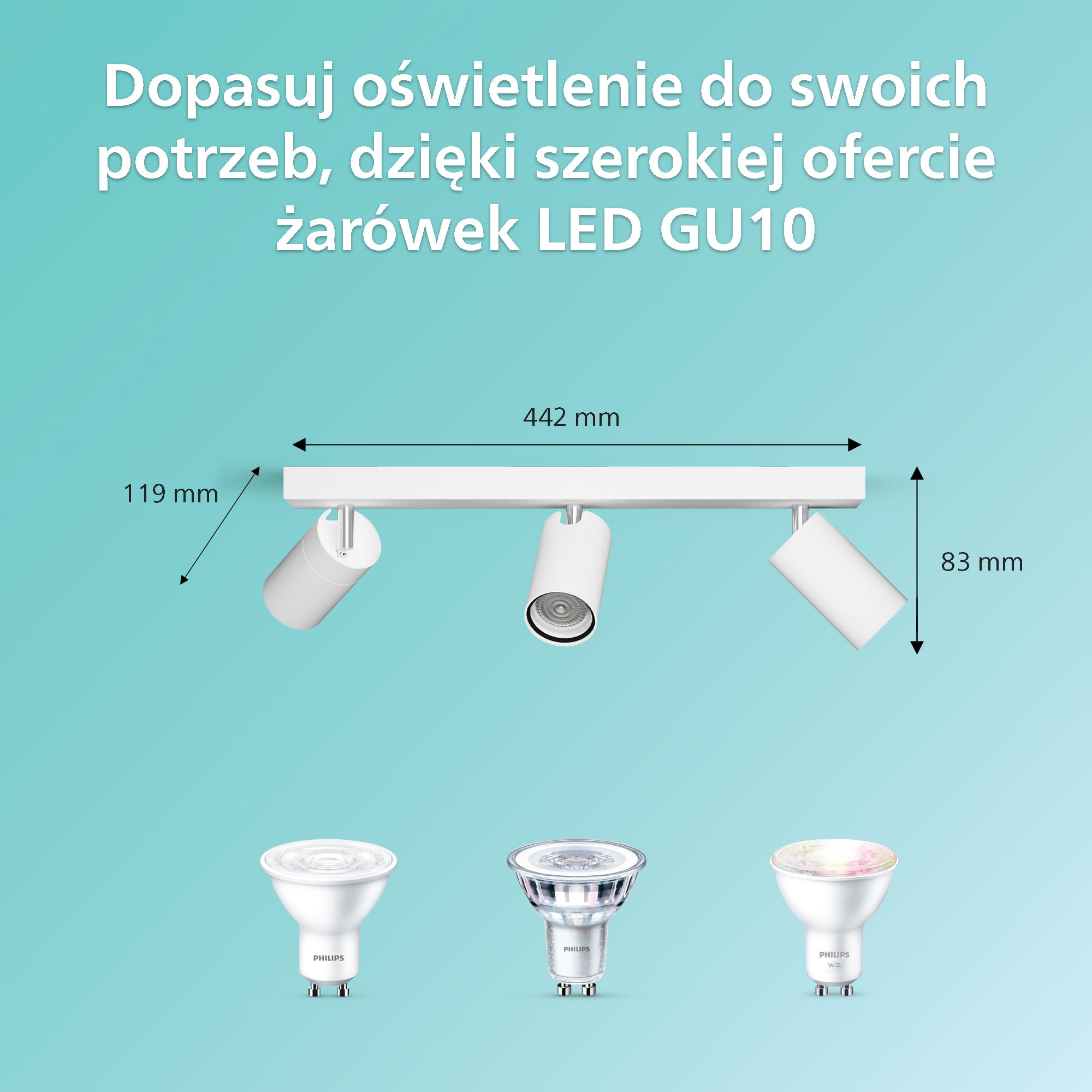 Philips LED Potrójny reflektor punktowy Idris, biały, IP44, wodoodporny, żarówki GU10 nie wchodzą w skład zestawu