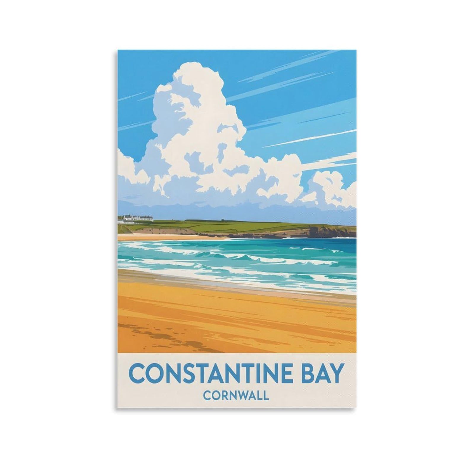 EZMLFA Diamond Painting Art Kits,Constantine Bay Cornwall,5D Diamond Painting Kit for Adults Beginners, DIY Full Round Drill Gem Art Kits for Home Decor 40x40cm