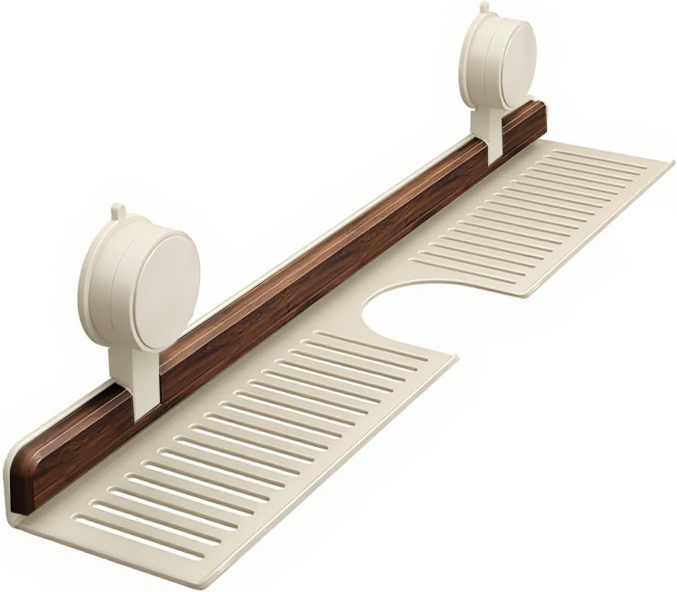 Półka łazienkowa z przyssawką, orzech włoski, półka nad tacą na kran, uchwyt nizer, zdejmowane półki ssące pod prysznic (2,60 cm)