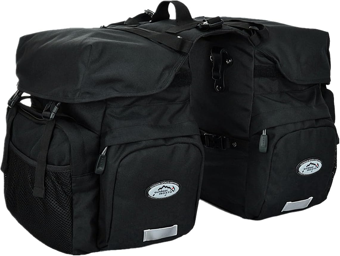 UNISTRENGH 50L Bike Pannier Bag Multifunction Riding Bag Water-Resistant Bicycle Rear Seat Bag Rack Trunk Carrier Bags - Rain Cover Included (Black)