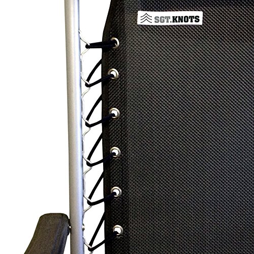 SGT KNOTS Zero Gravity Chair Universal Replacement Lace Kit - Stretch and Shock Absorption Ultra Premium Nylon Bungee Cord (Black)