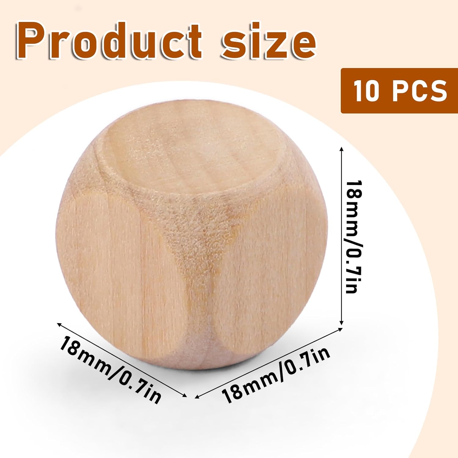 EupHHonycs 10 Pcs Wooden Blank Dice, 6 Sided DIY Graffiti Dice, Round Corner, 1.8cm