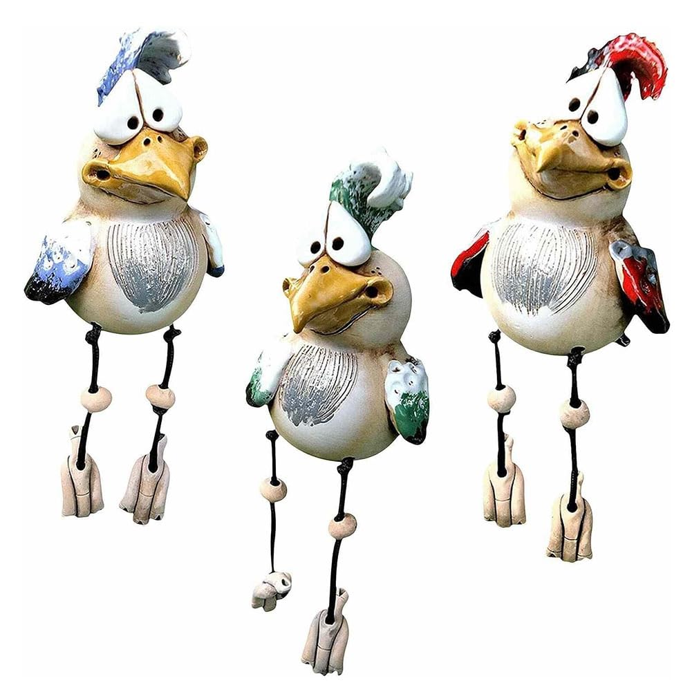 CTRLZS 3Piece Funny Chicken Fence Decoration Statues Funny, Waterproof Resin Chicken Planter As A Gift For Children And Also Suitable For Patio