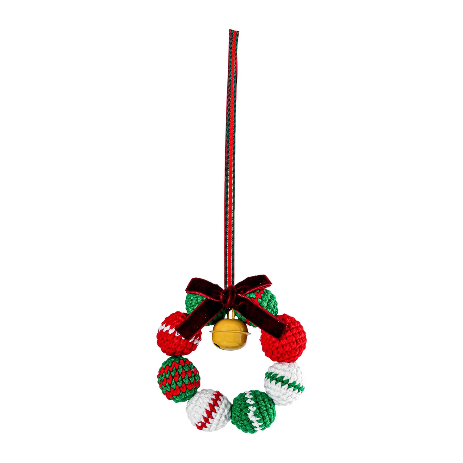 KAQNTUD Handmade Santa Claus Knitted Wreath Festival Holiday Decorations Knitted Decorations for Home Christmas Party Wreath