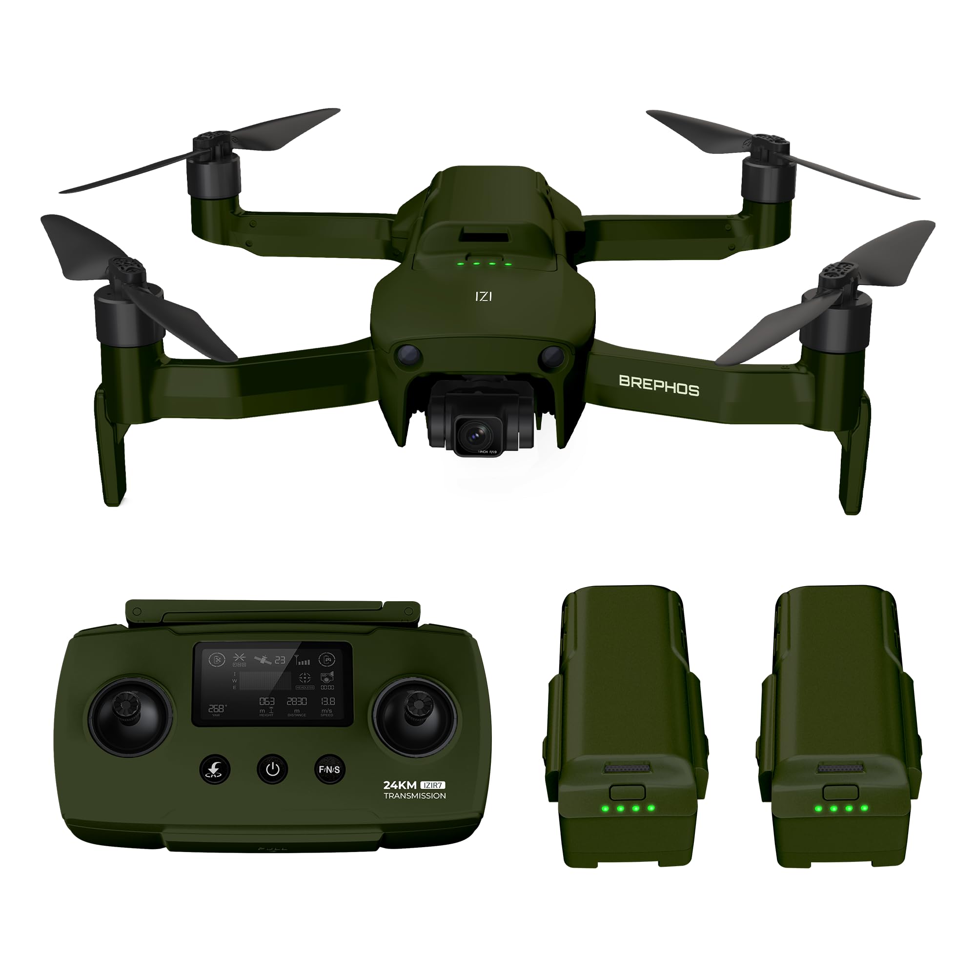 IZI Brephos Micro Drone - 1” CMOS 48MP Camera, 4K60fps, NightSight Ultra, 6X Pro-Zoom, 360° Omni-Shield, 53min Flight, 24Km Range, HDR 2.0, 3-Axis Gimbal, 256GB Expandable Storage