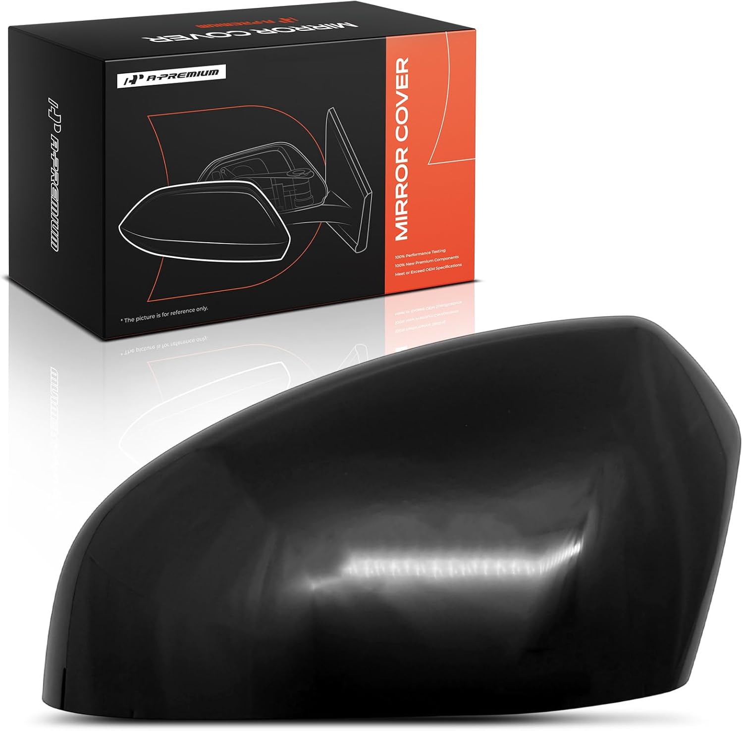A-Premium Driver Side Rearview Mirror Cover Cap - Compatible with Honda HR-V 2023 2024 2025 - Smooth Black, Without Turn Signal Hole