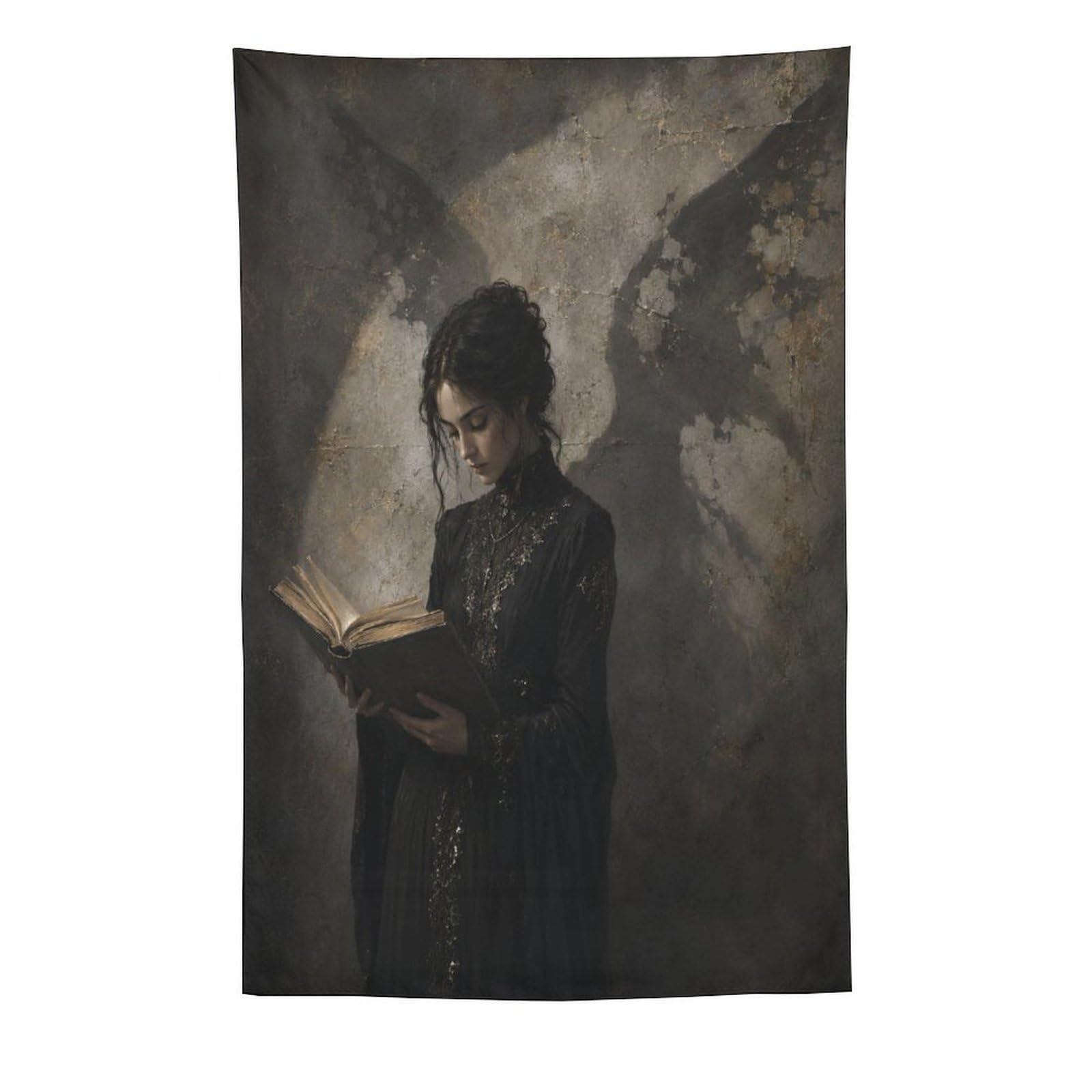 W7C8U2X3 Candlelit Woman Reading Wall Tapestry, Gothic Room Light