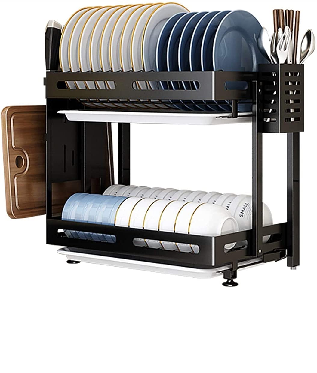 Collapsible Dish Rack,Dish Drainers Over The Sink,Wall-mounted Drainer Shelf,No Need To Drill,Stainless Steel,kitchen Storage Rack 2-Tier-Double