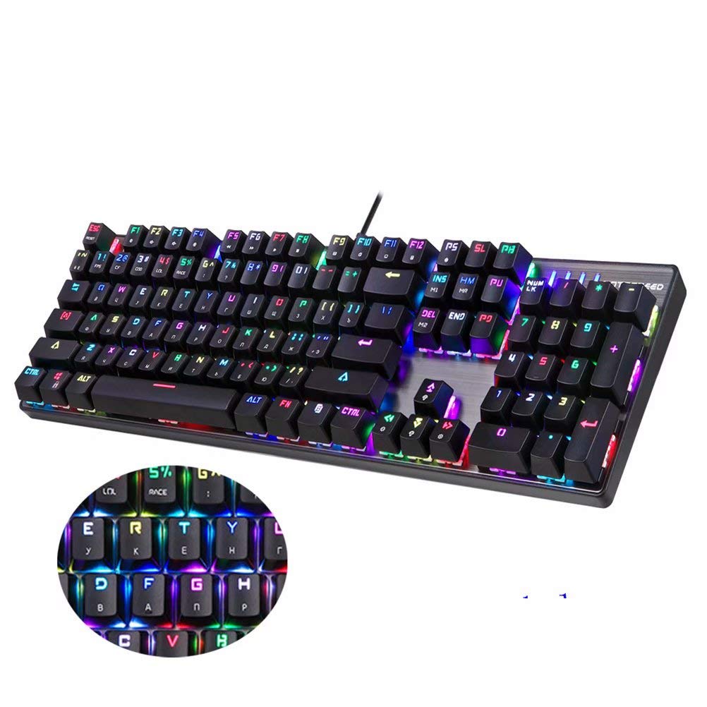 Gioco meccanico tastiera russo inglese rosso interruttore blu metallo cablato LED retroilluminati RGB Anti-Ghosting per giocatore