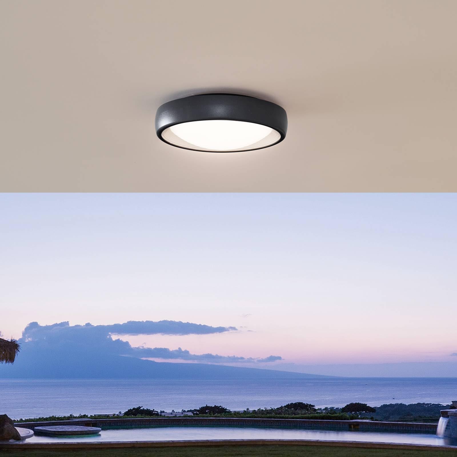 Lindby Plafoniere LED (Moderno) colore Nero, lampadina inclusa lampada da esterni per giardino terrazzo balcone e casa plafoniera