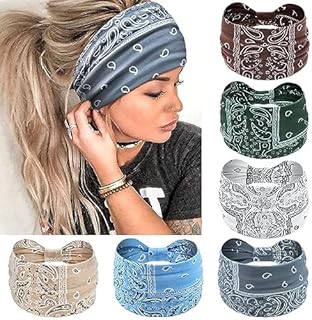 Wide Headbands for Women Knotted No Slip Head Bands Soft Turban Headband Hair Accessories Boho African Solid Color Head Wraps for Women Yoga Workout Pack of 6 (Nature)