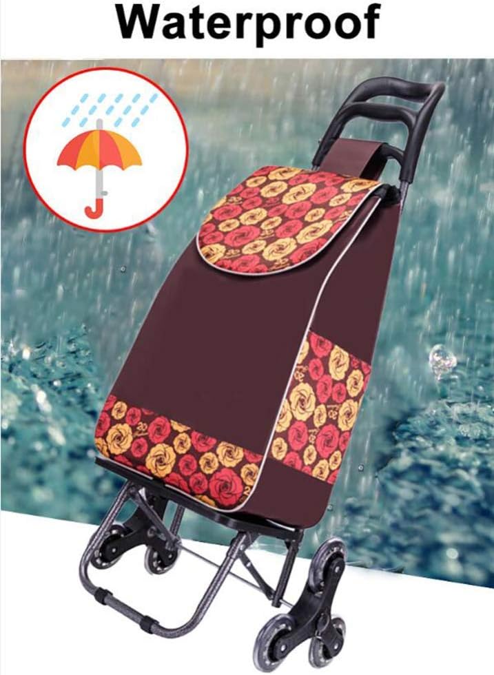 Shopping Cart Portable Utility Carts Folding Trolley Light Weight Stair Climcart Withe Crystal Wheel(Purple)(Purple)/Brown image 3