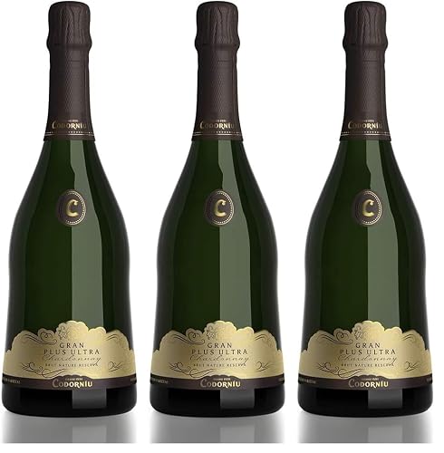 Codorniu Gran Plus Ultra, 100 Por Ciento Chardonnay, Brut Nature 0.75 L Paquete De 3