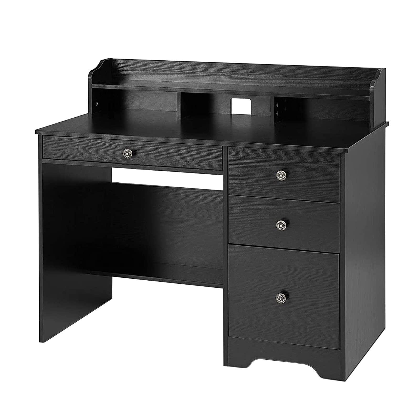 Buy Computer Desk with 4 Drawers and Hutch Shelf, Wood Frame Home