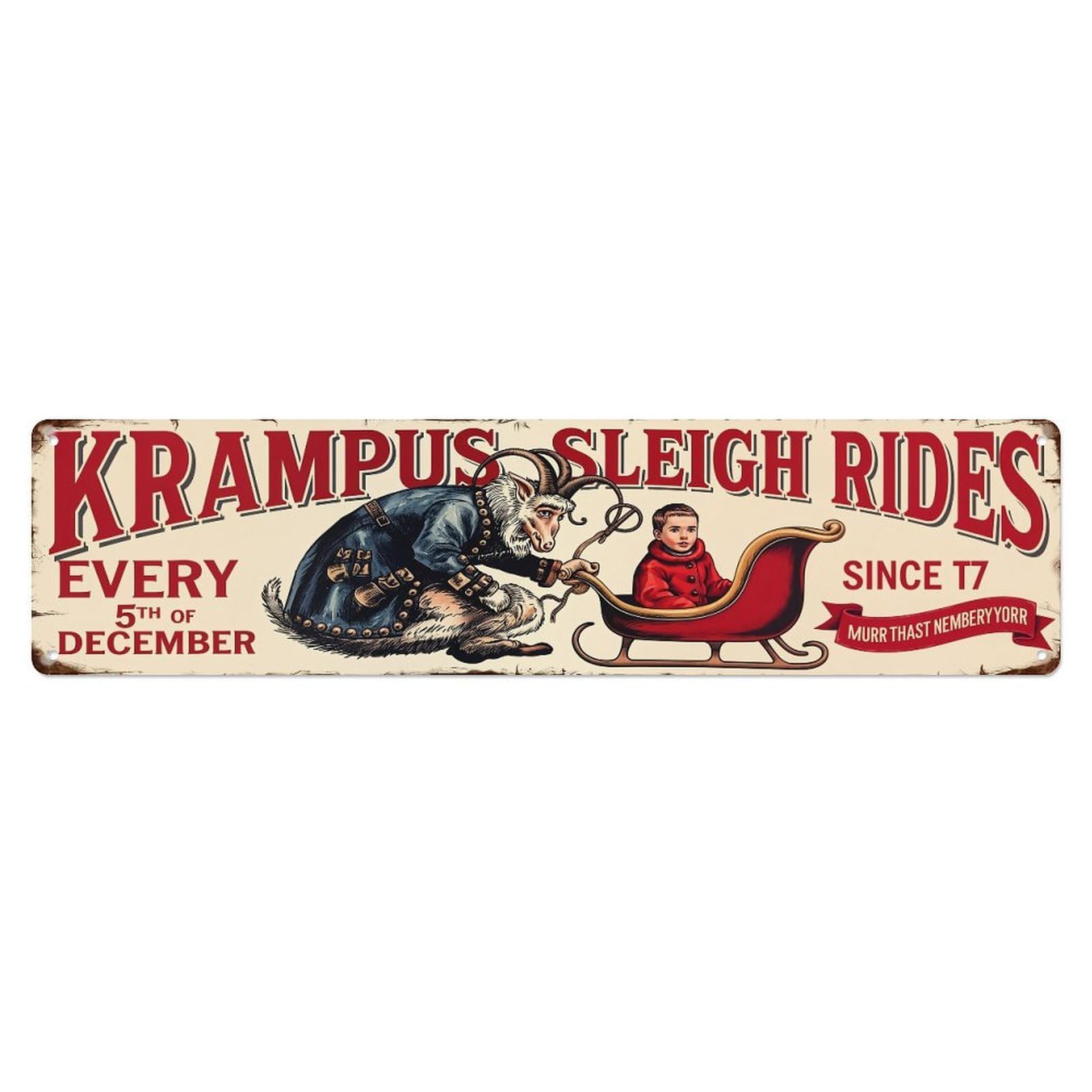 Krampus Sleigh Rides Vintage Sign Metal Tin Sign Plaque