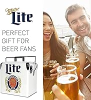 Vista 8 de Miller Light - Hielera retro - Cubo de hielo portátil con abridor de botellas, estilo vintage, aislado para acampar, playa, pícnic, RV, parrilladas