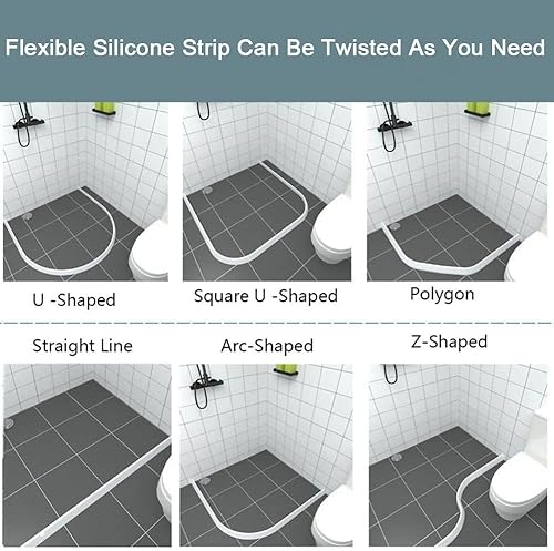 Miniatura 5 de Presa de ducha de 39 pulgadas, umbral de ducha, barrera de agua plegable, tapón de agua autoadhesivo para ducha, protector contra salpicaduras que