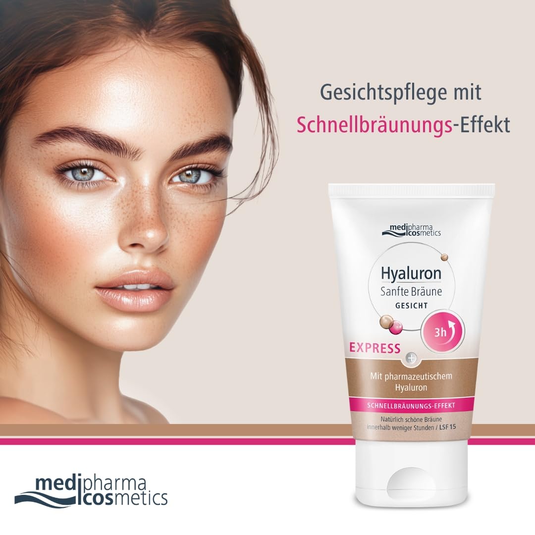 Hyaluron SanfteBräune Express Gesicht | Mit Schnellbräunungs-Effekt | Innerhalb drei Stunden | Natürlich aussehende Bräune | ohne Streifenbildung | Mit LSF15 | 30ml
