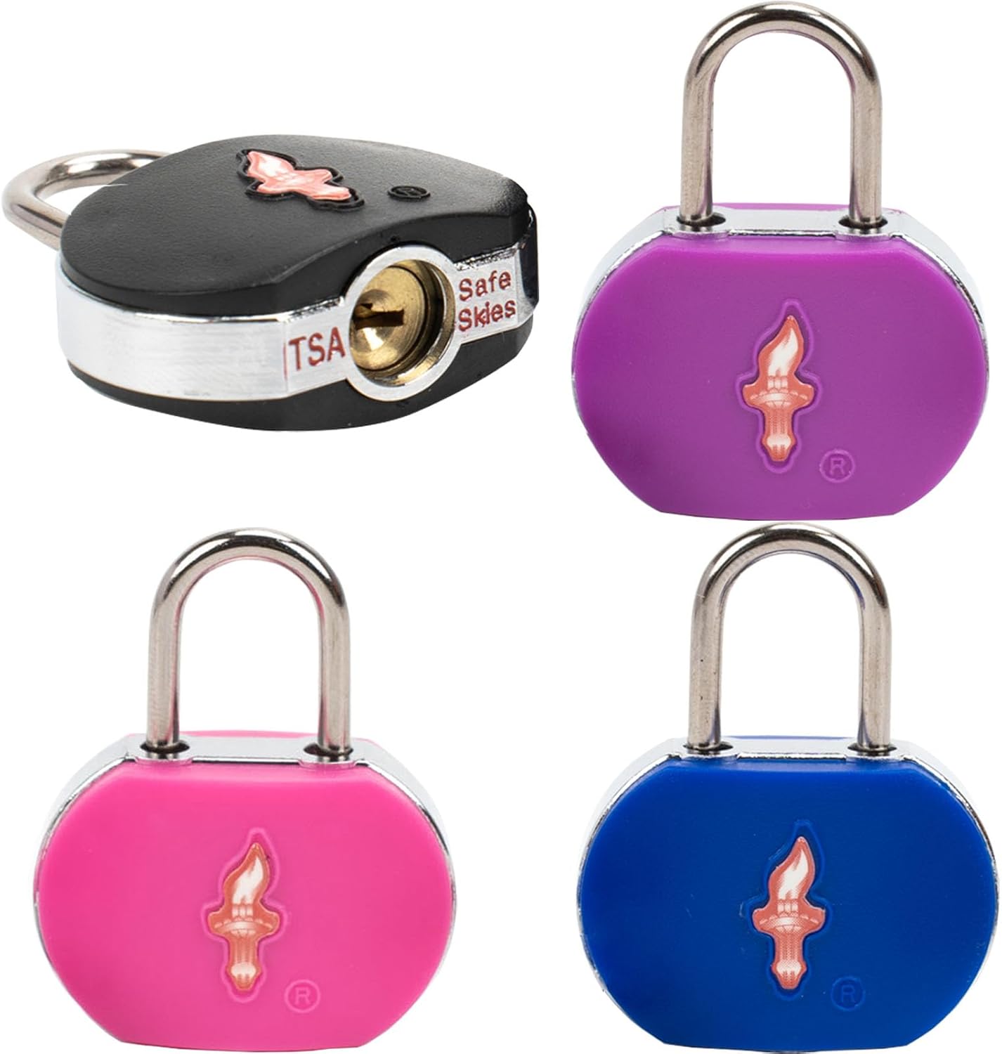 4 Pack Luggage Lock TSA Approved Locks with Key, TSA Approved Travel Lock,Suitcase Lock TSA Approved Chrome Plated Ring Body for Backpacks, Bags and Luggage, 4 Pack Family Set