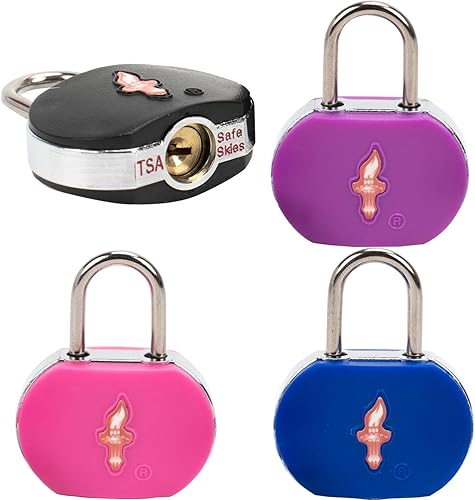 Paquete de 4 candados de equipaje aprobados por la TSA con llave, cerradura de viaje aprobada por la TSA, cerradura de maleta aprobada por la TSA y