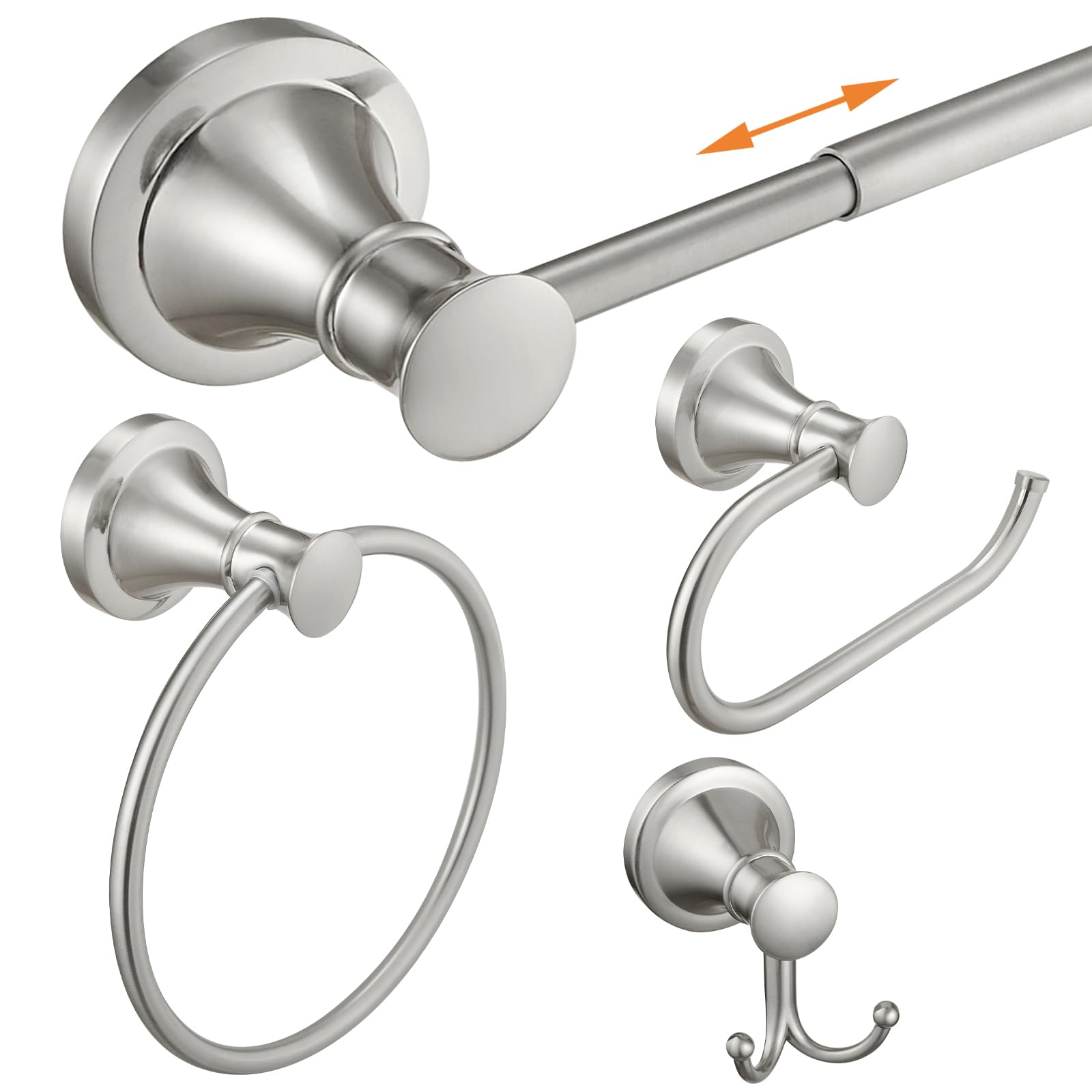 Hoimpro Brushed Nickel 4-Piece Bathroom Bath Set