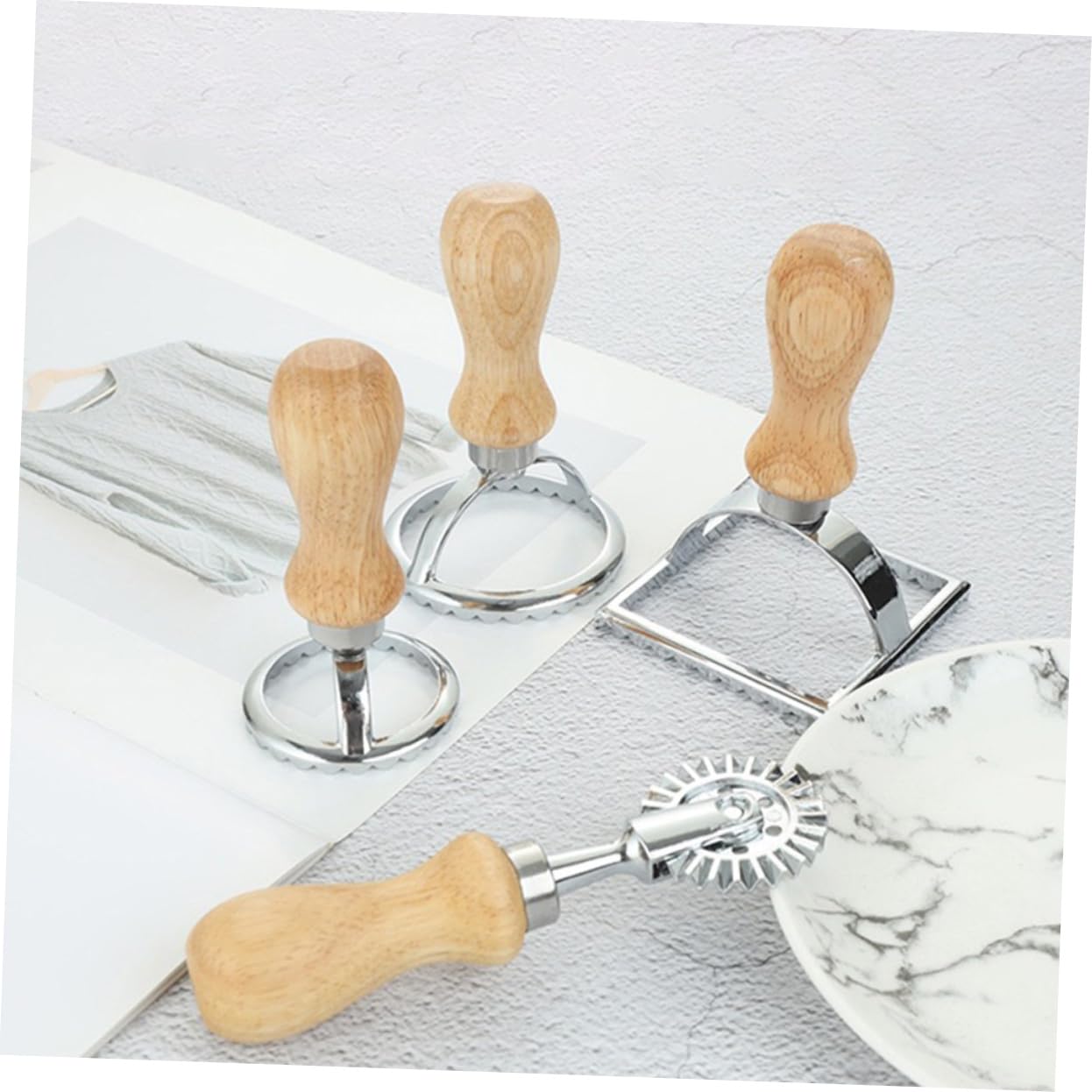 4piezas Cortadores De Galletas y Dumplings De Aleación Para Hornear Cuadrada Rodillo y Utensilios De Cocina Para Repostería y