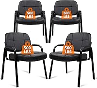 Vista 17 de CLATINA Big & Tall - Silla de invitados para sala de espera de 500 libras, silla de recepción de oficina de cuero sin ruedas con brazos acolchados