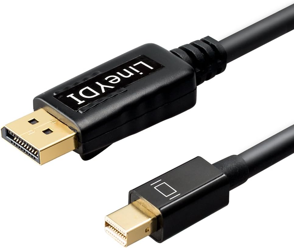 Gold Plated Mini DisplayPort to DisplayPort M/M Cable LineYDI, 1.2 DP to Mini DP Cable(mDP/Thunderbolt Port Compatible) 6 Feet (4.5m/ 14.7 Feet)