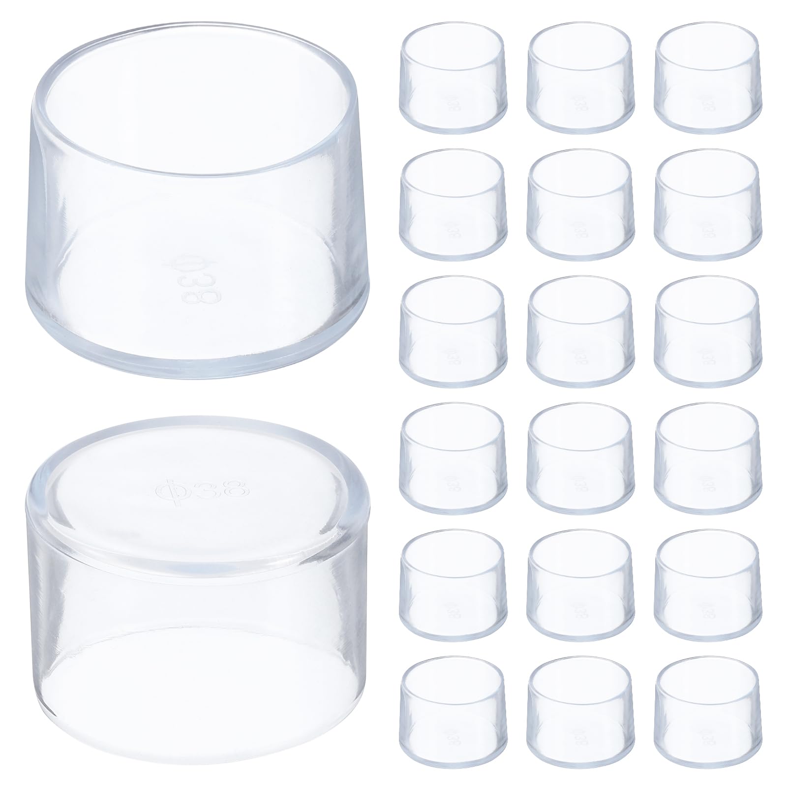uxcell 20 Pcs Silicone Chair Leg Floor Protectors 38 Mm/1.5" Round Non-Slip Chair Leg Caps Covers, Furniture Leg Protectors for Hardwood Floors Reduce
