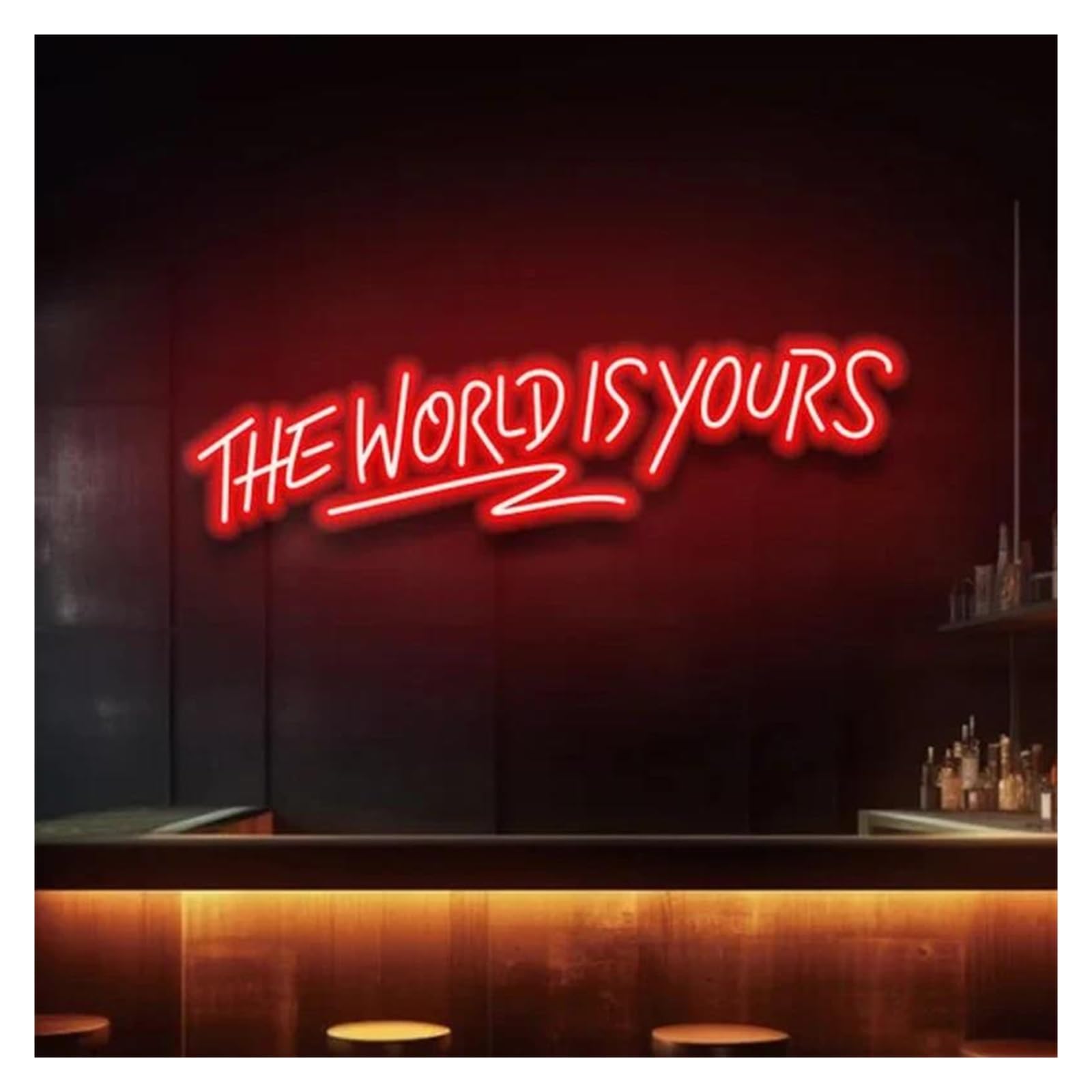 Lemst A Signs Lamp The World Is Yours Neon Signs Djustable Brightness Letter Lights Suitable For Club Party Decor(,60X18cm)