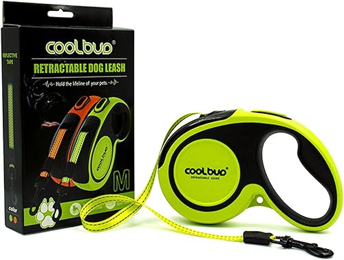 Correa retráctil para perro, correa de senderismo para mascotas de 16 pies para perros medianos de hasta 66 libras, un botón de rotura y bloqueo,