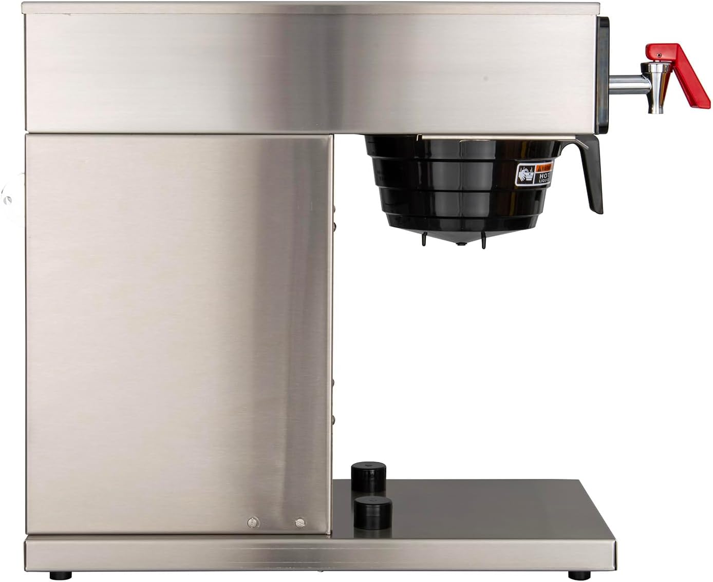 ด้านข้าง view ของเครื่องชงกาแฟ Bunn Axiom-DV-TC ที่แสดงก๊อกน้ำร้อน