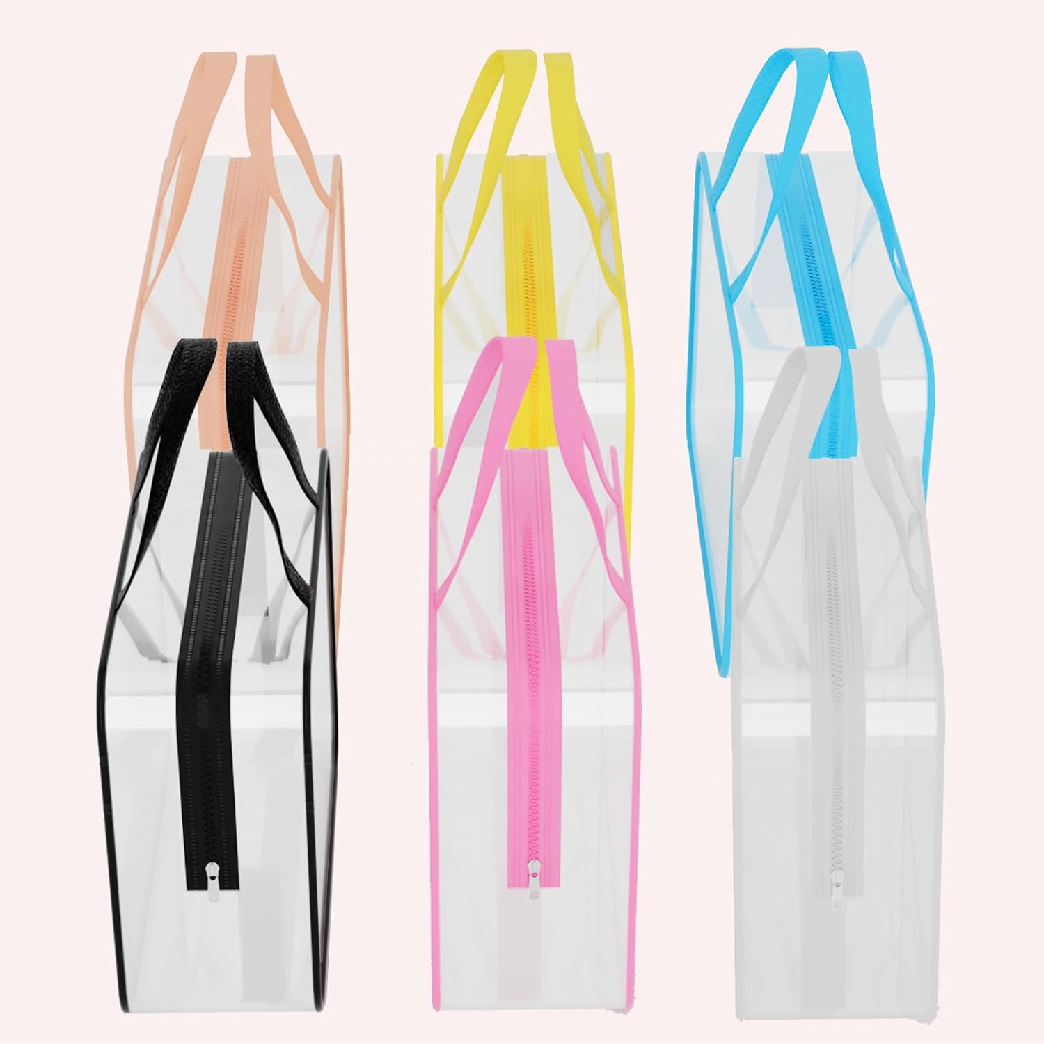 6 Packs Large Toy Storage Bags PVC Waterproof Organizers Toy Bags Reusable Clear PVC Board Game Storage with Zipper and Handle for Board Games, Building Blocks, Puzzles, Toys and Handmade Accessories