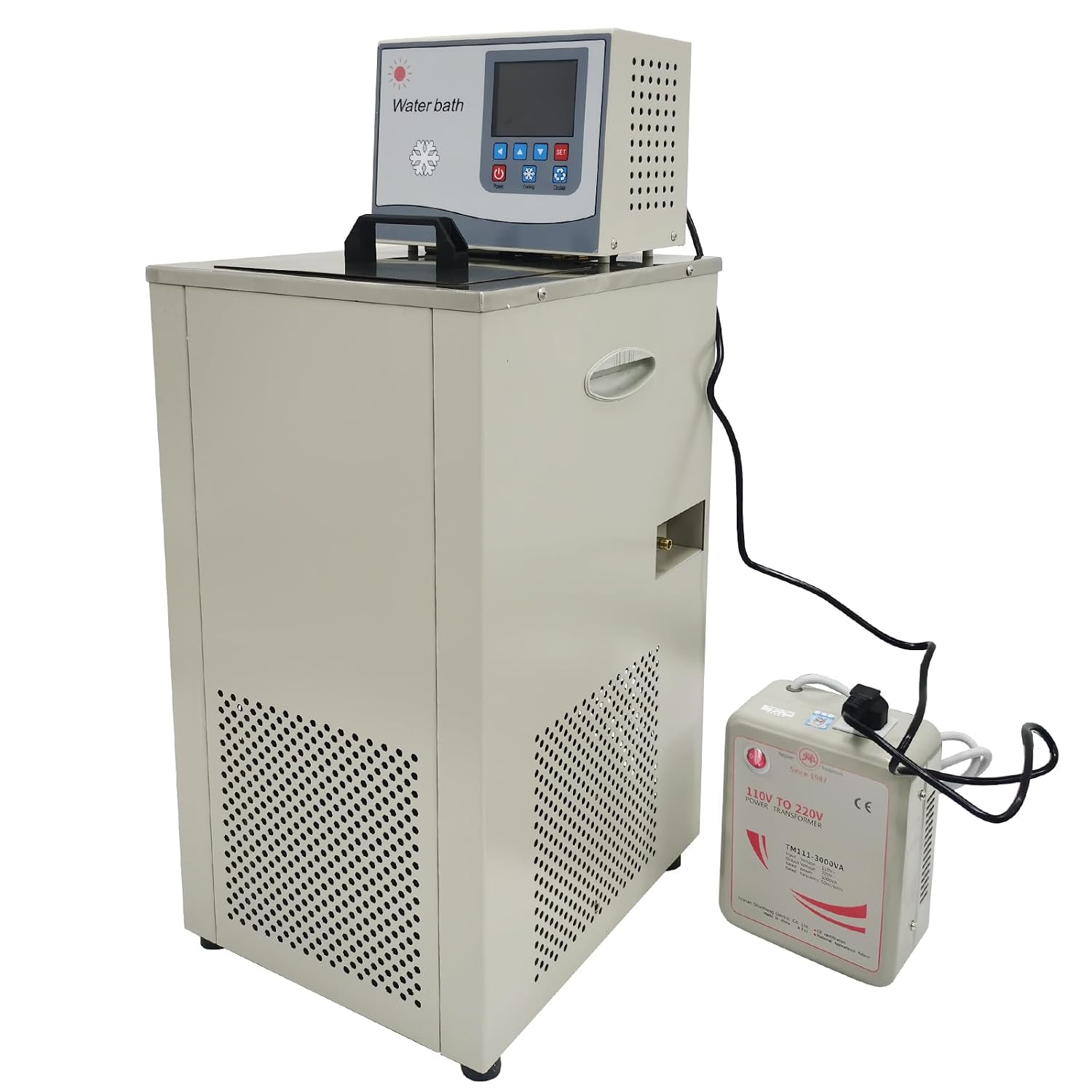 6L Lab Chiller Circulator -30℃~100℃ Low Temp Thermostatic Recirculating Water Bath with Compressor & Adapter Refrigerated Circulating Pump Chiller Lab Equipment 110V