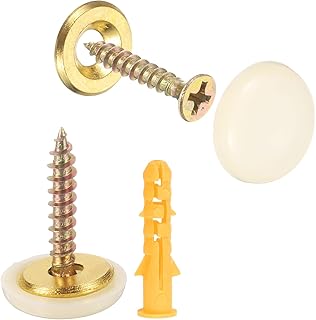 uxcell 8 Pcs 16.8 mm Decorative Caps Cover Nails, Zinc Alloy Screw Covers Caps Mirror Fixing Screws for Mirrors, Coffee Tables, Wooden or Glass Furniture, Beige