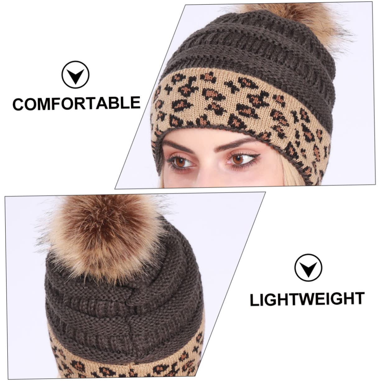 GALPADA Knit Beanie Warm Hats Universal Size Lady's Acrylic Knitted Hat Fashion Accessory