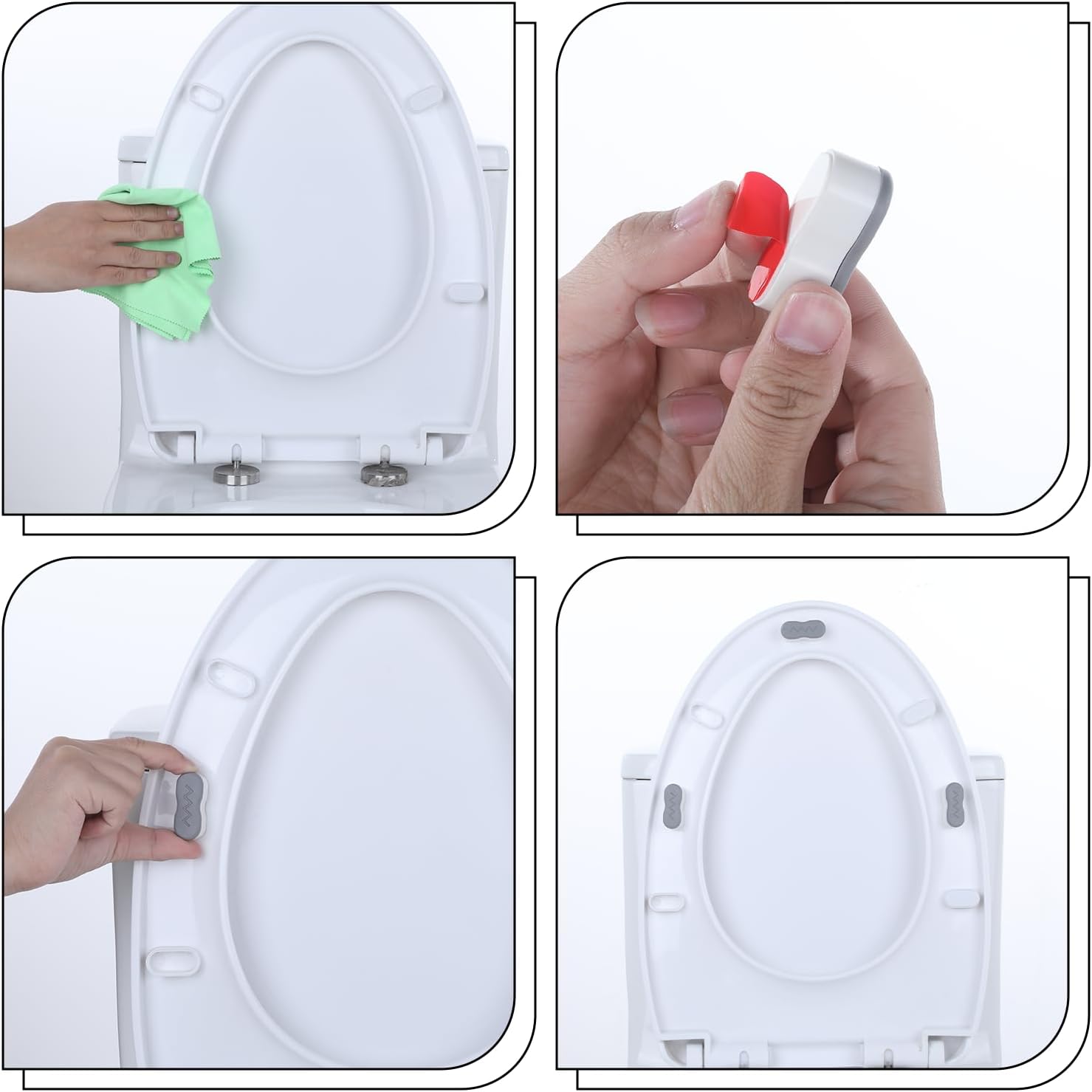 8 Pcs Bidet Height-increasing Pads Toilet Seat Riser for Bidet Universal Toilet Lid Rubber Bumpers Self Adhesive Toilets Seats Buffer Adjustable Spacers with 2 Heights Adjustment image 4
