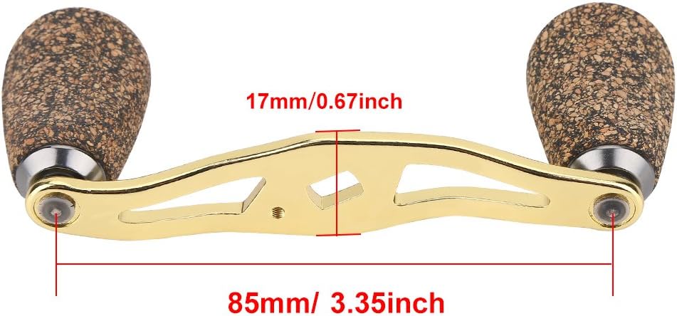 Dioche Fishing Reel Handle, Reel Handle Wood Knob Carbon Fiber Frame with Fittings Replacement Parts (Gold)
