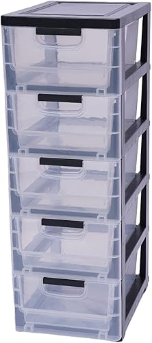 Miniatura 7 de Gabinete de almacenamiento de plástico con 5 cajones, moderno contenedor de almacenamiento mediano para el hogar, torre impermeable, caja de