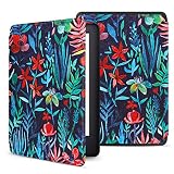 TNP Ochronne etui do Kindle Paperwhite 10 generacji 2018, twarde etui i etui PC do czytnika Amazon Kindle Paperwhite, automatycznego budzika i snu, czerwone i białe kwiaty