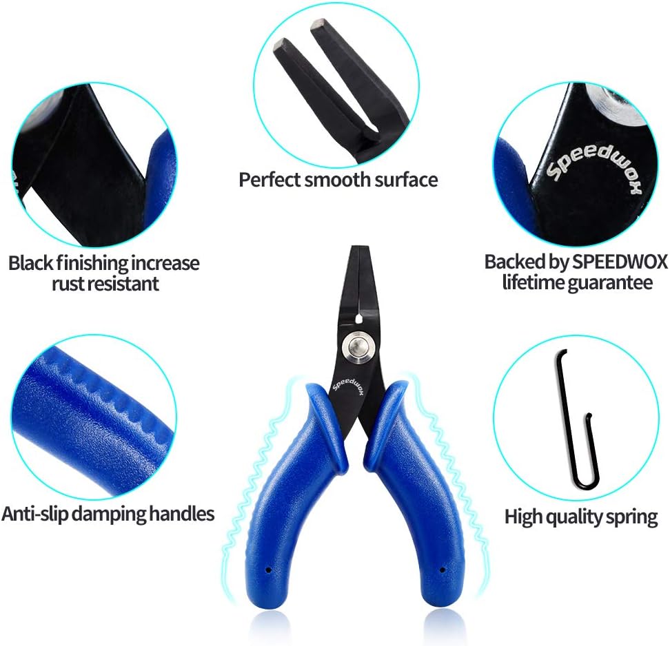 SPEEDWOX Mini 4 Inch Chain Nose Pliers, Blue, Smooth Jaw, Jewelry Making, Mechanical, Beading, Sewing, 4" Flat Nose - Image 5