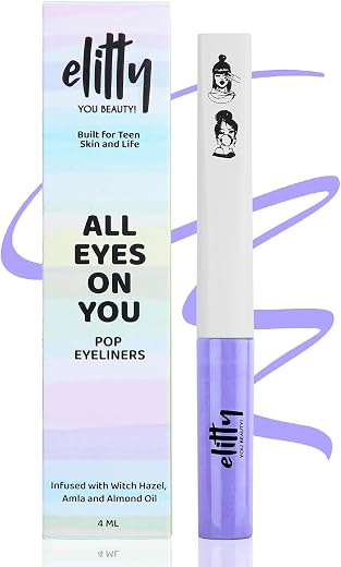 Elitty Waterproof Eyeliner - 4g Lilac Colour With Intense Matte Finish | Smudge Proof, Long Lasting Liquid Liner For Eye M...