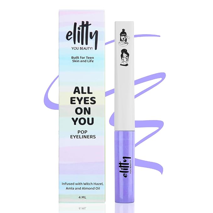 Elitty Waterproof Eyeliner - 4g Lilac Colour With Intense Matte Finish | Smudge Proof, Long Lasting Liquid Liner For Eye Makeup | Quick Drying Formula With Fine Tip For Smooth, Precise Application
