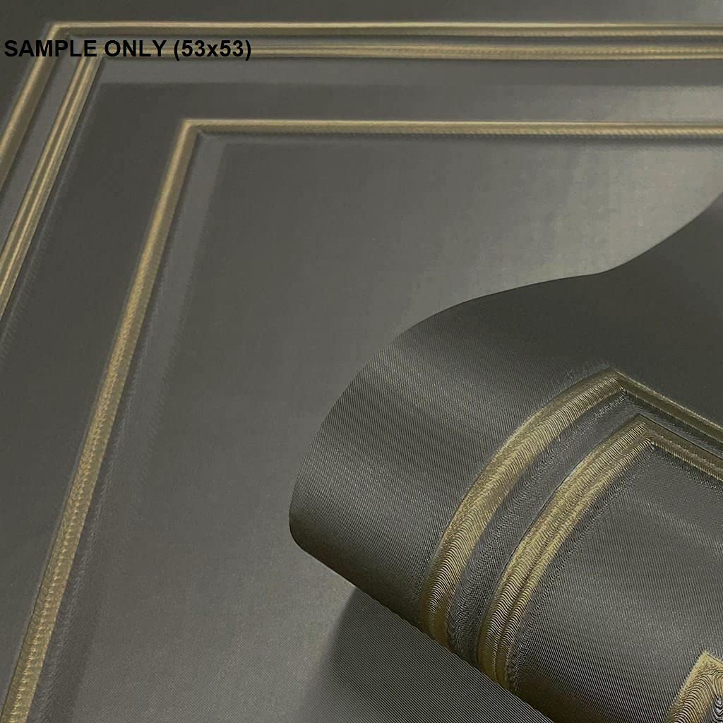 YöL Sample Gunmetal Gold Textured Wood Panelling Effect Vinyl Wall Feature Wallpaper