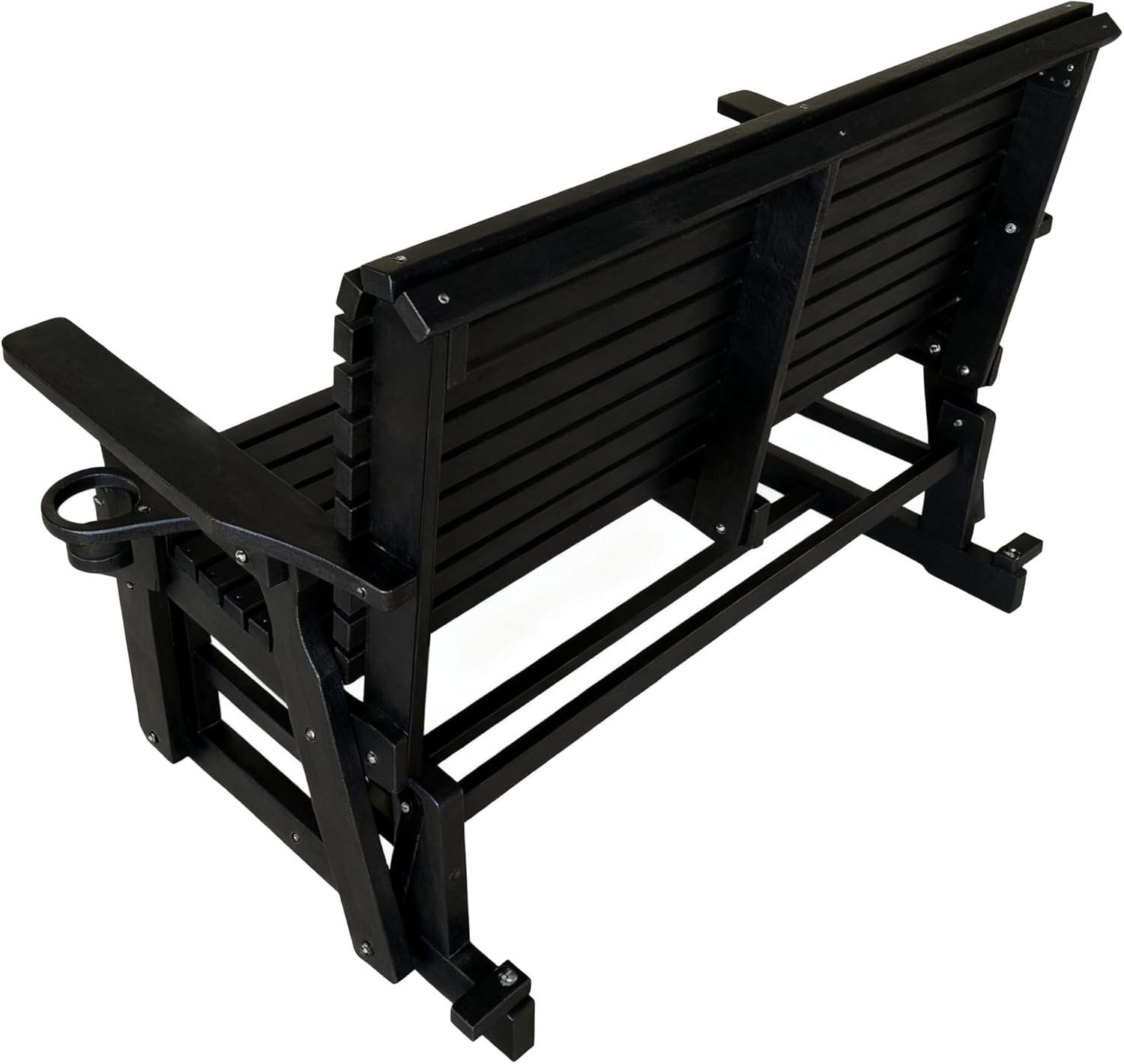 HDPE Patio Glider, Poly Lumber Weather-Resistant Outdoor Glider Bench, for Patio, Porch, Yard (Carbon Black, 2-Seater)
