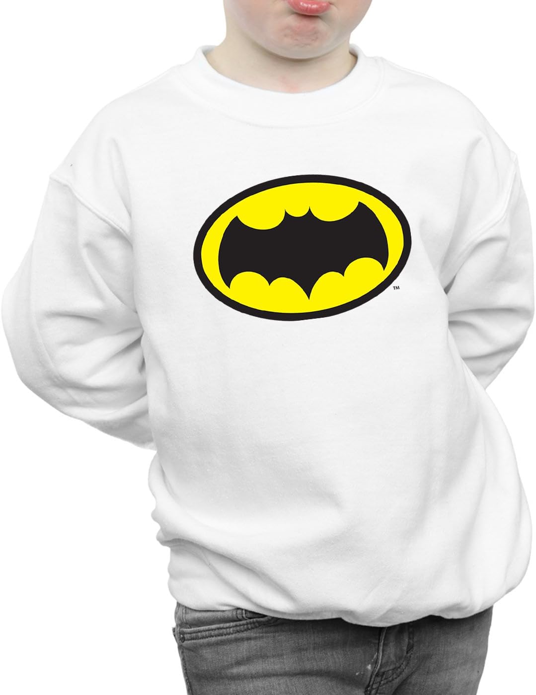 DC Comics Boys Batman TV Series Logo Sweatshirt White 5-6 Years