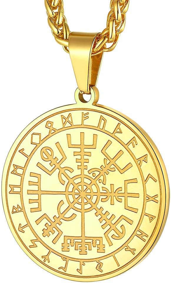 FaithHeart Viking Necklace for Men, Silver/Black/Gold Stainless Steel Nordic Viking Amulet Pendant Necklaces Norse Mythology Talisman Jewelry Gifts for Men