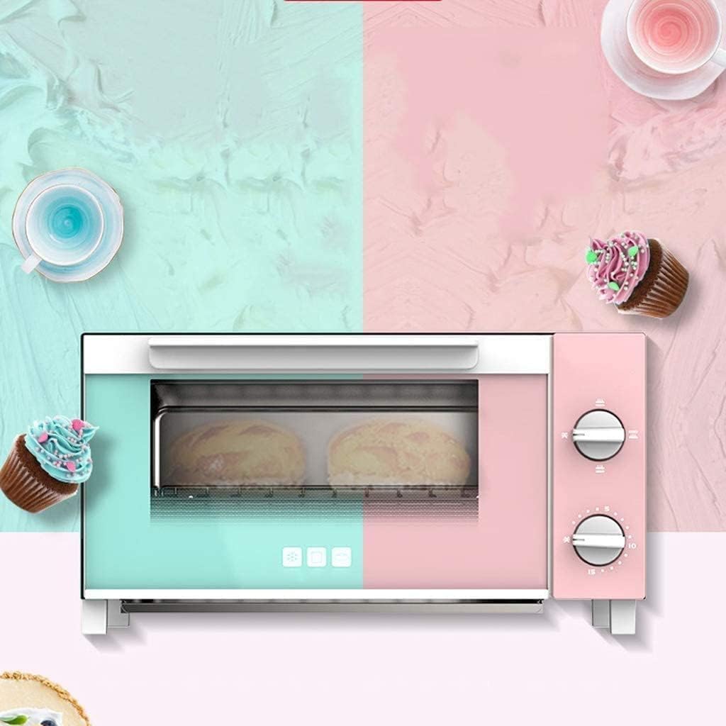 Oven Automatic Multi-Function Household Mini Insulated Tempered Glass Independent Debris Tray Upper Lower Tube Independent Temperature Control 7l Mini Ovens (Color : Blue) (Pink) (Pink) Aesthetic an