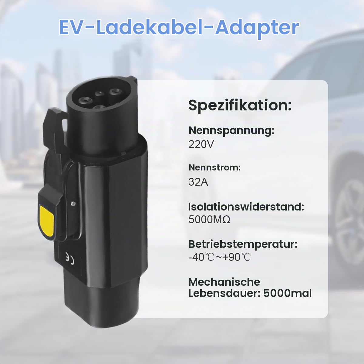 EV Ladekabel Autoladegerät Adapter | Typ 2 bis Typ 1 EV + Adapter für Elektrofahrzeug Ladekabel, 32A Elektrofahrzeug Ladegerät Konverter Auto Ladeadapter