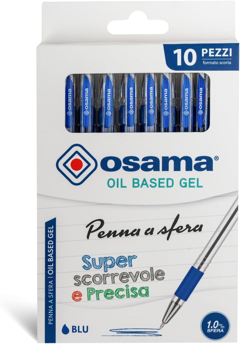Penne Gel OSAMA - Set 10 Pezzi, Inchiostro OBG, Punta 1.0 Mm, Colorate, Per Scuola E Ufficio - Foto 7